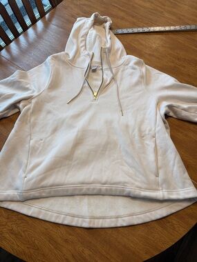 Athleta Cream Half-Zip Hooded Pullover